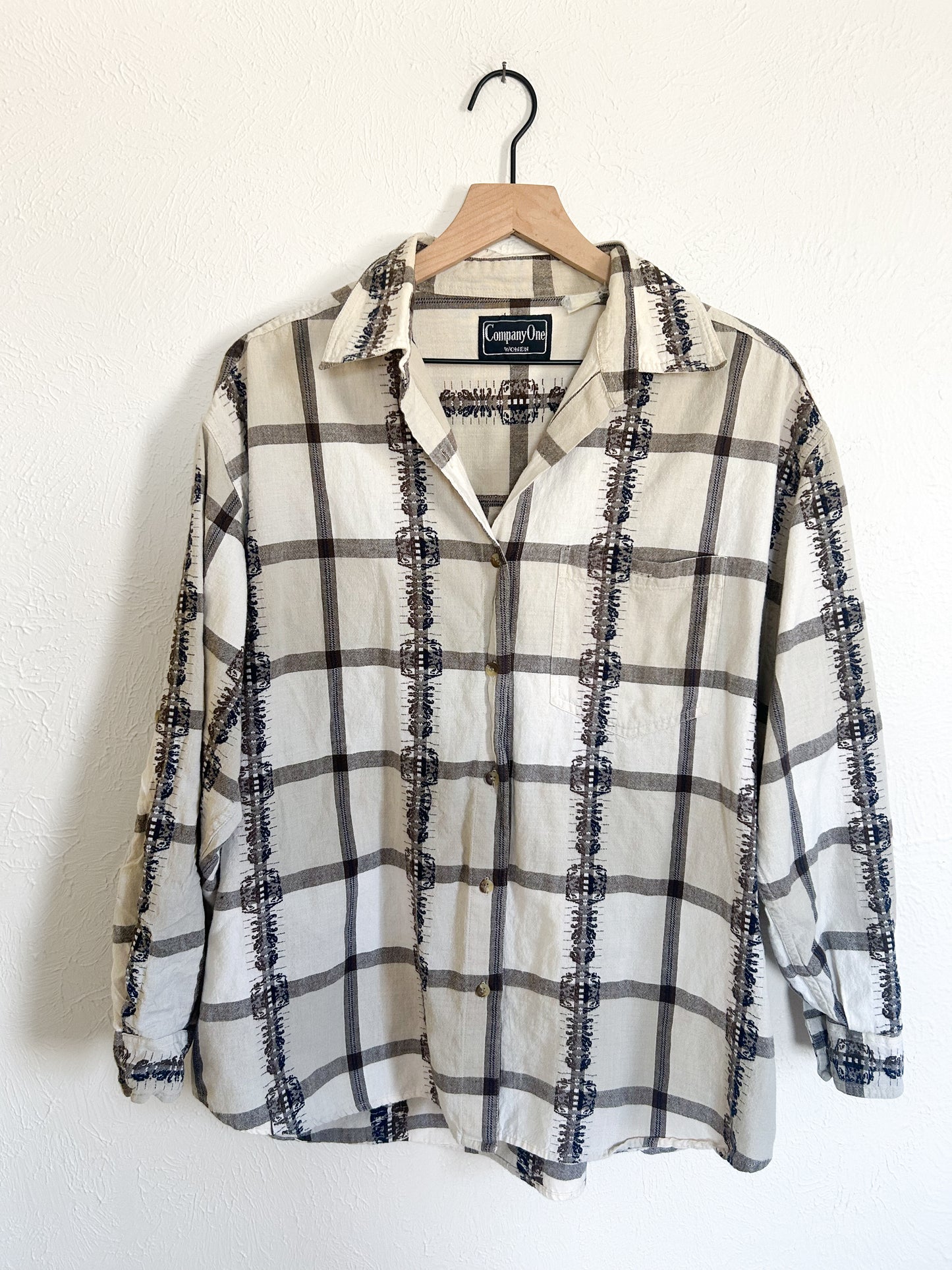 Tan & Navy Vintage Flannel (XL)