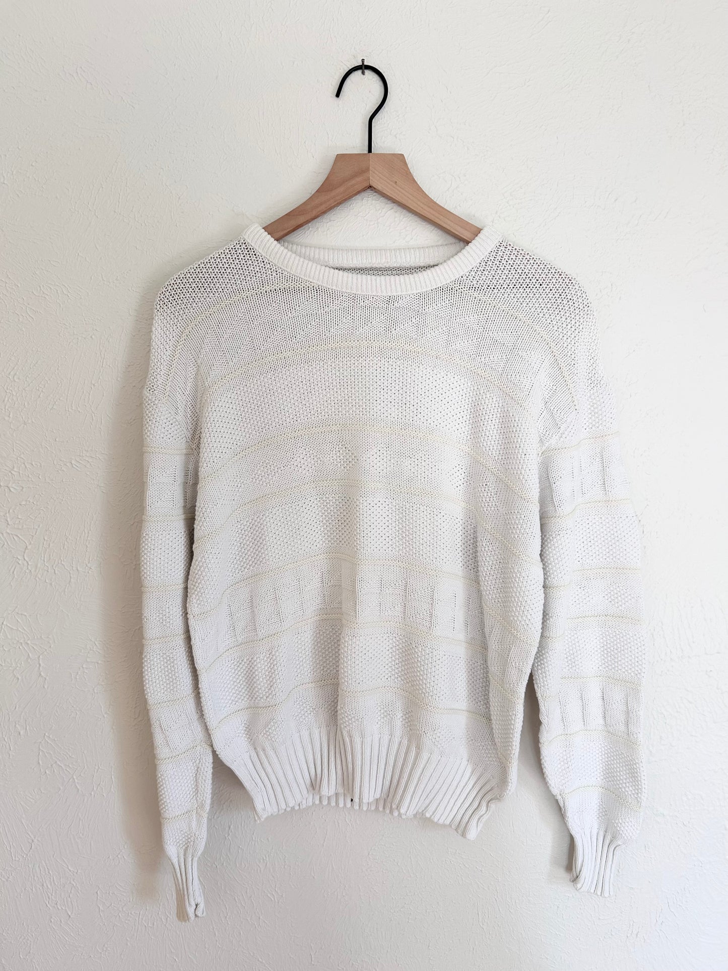 Vintage White & Yellow Knit Sweater (L)