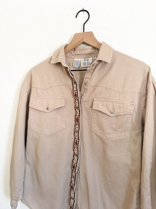 Western Vintage Embroidered Button Up (M)