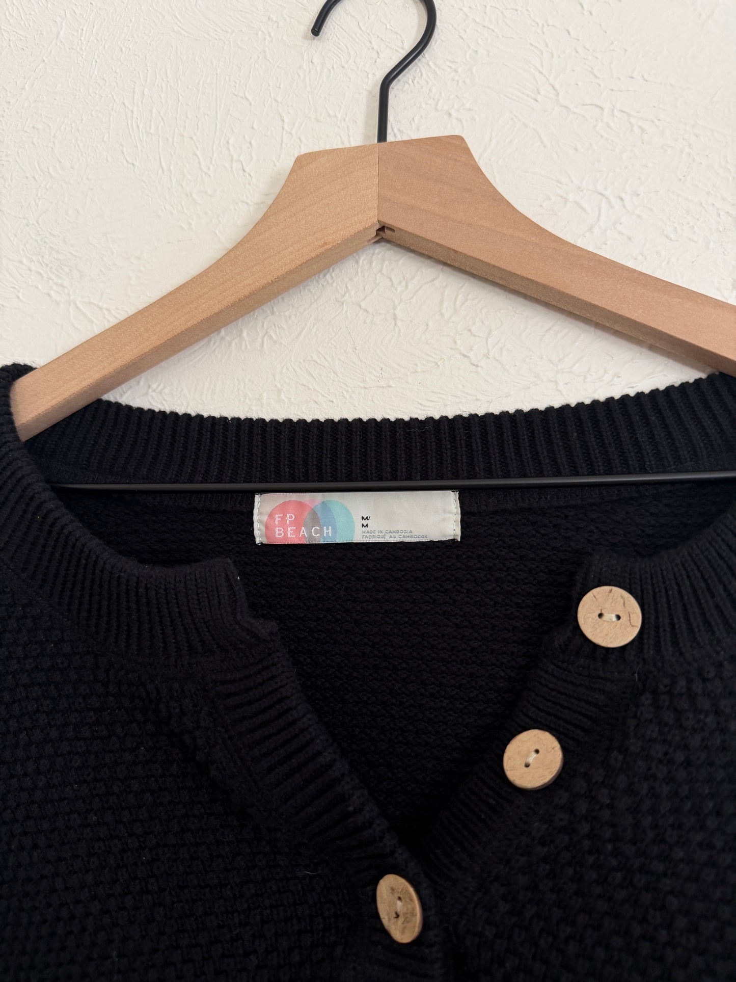 Free People Beach Black Henley Sweater (M)