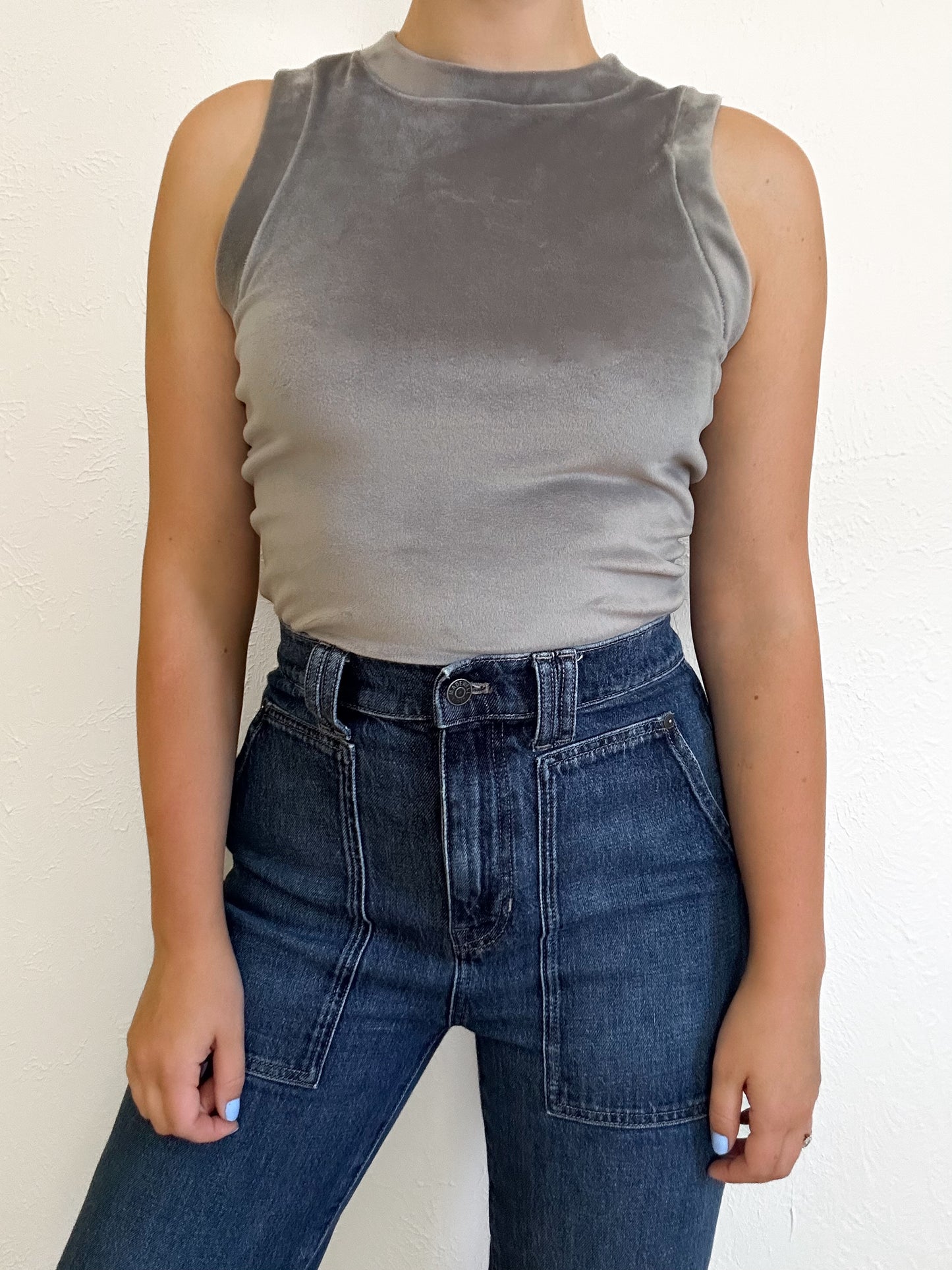 Skims Velour Grey Tank (M)
