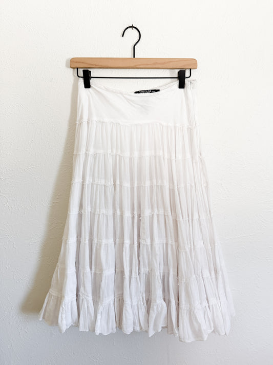 Rampage Vintage White Tiered Skirt (S)