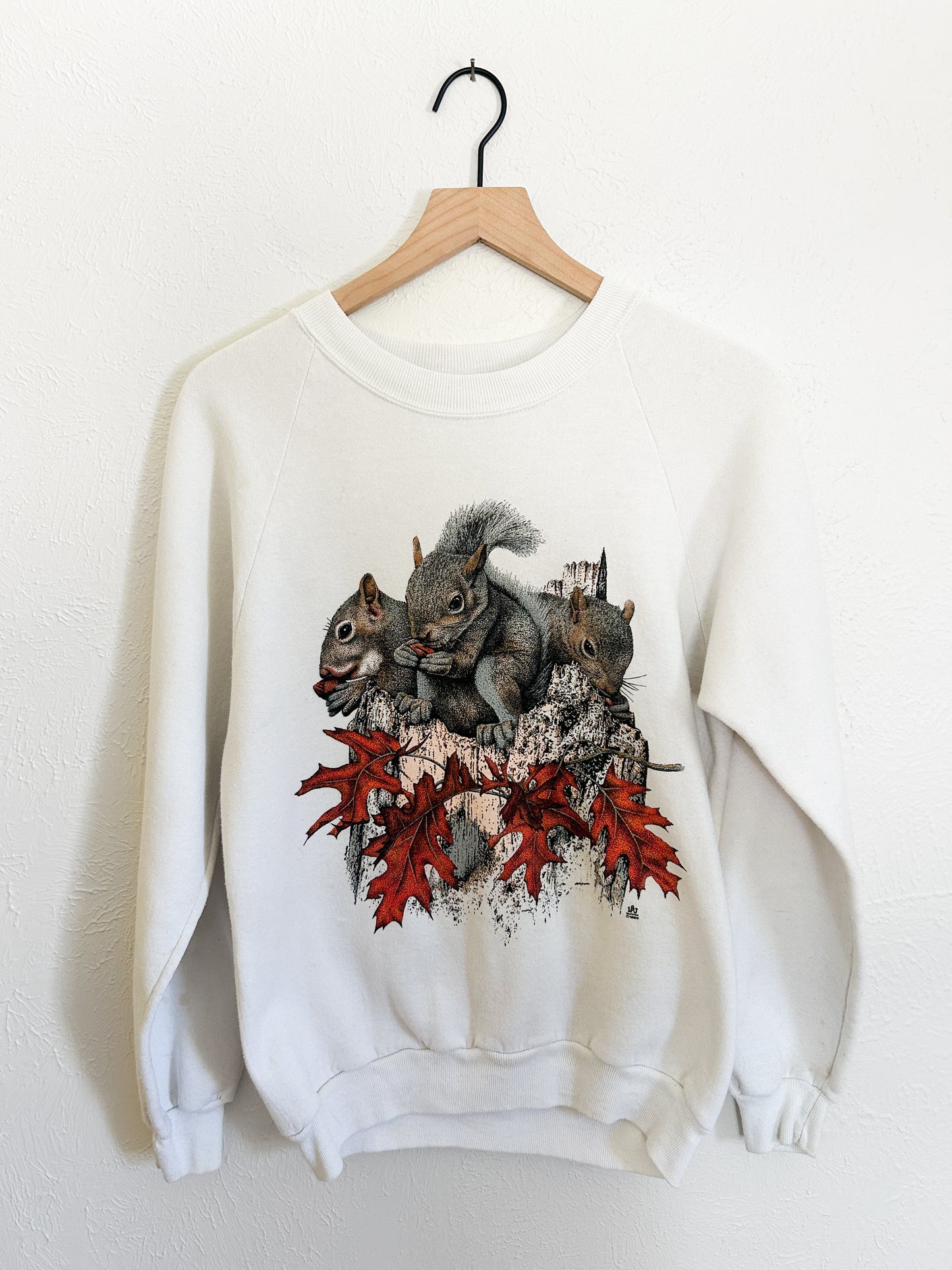 Vintage Jerzees Squirrel & Leaves Crewneck (M)