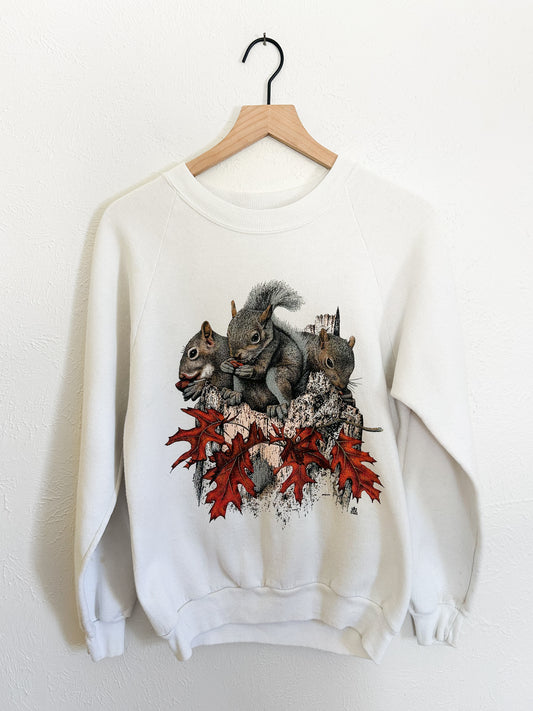 Vintage Jerzees Squirrel & Leaves Crewneck (M)