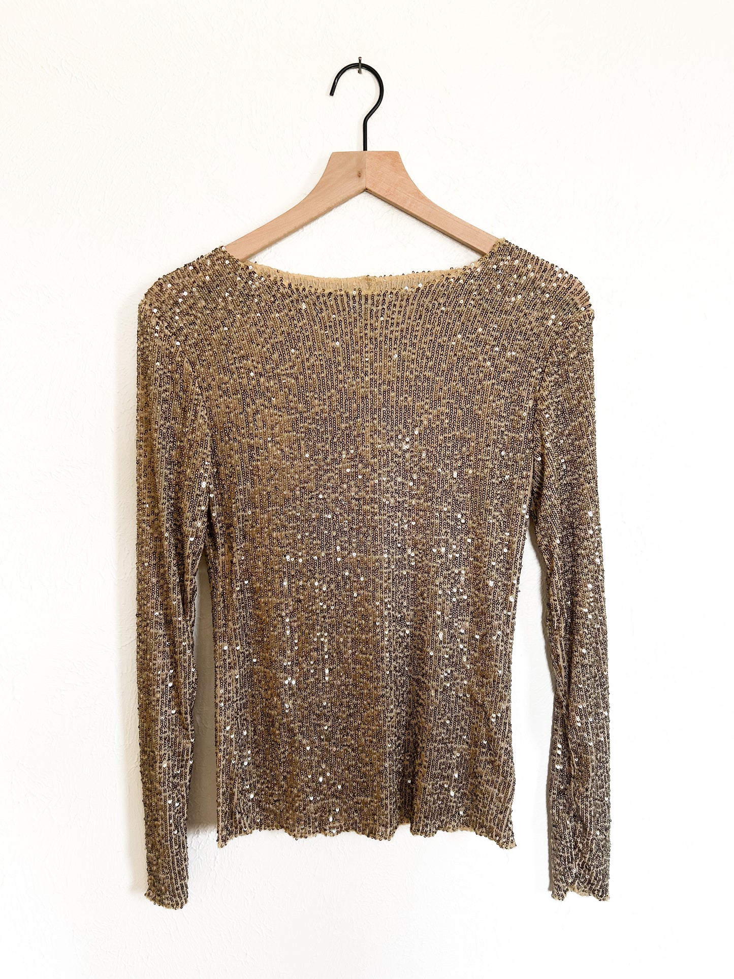 Free People ‘Gold Rush’ Sequin Long Sleeve Top (S)