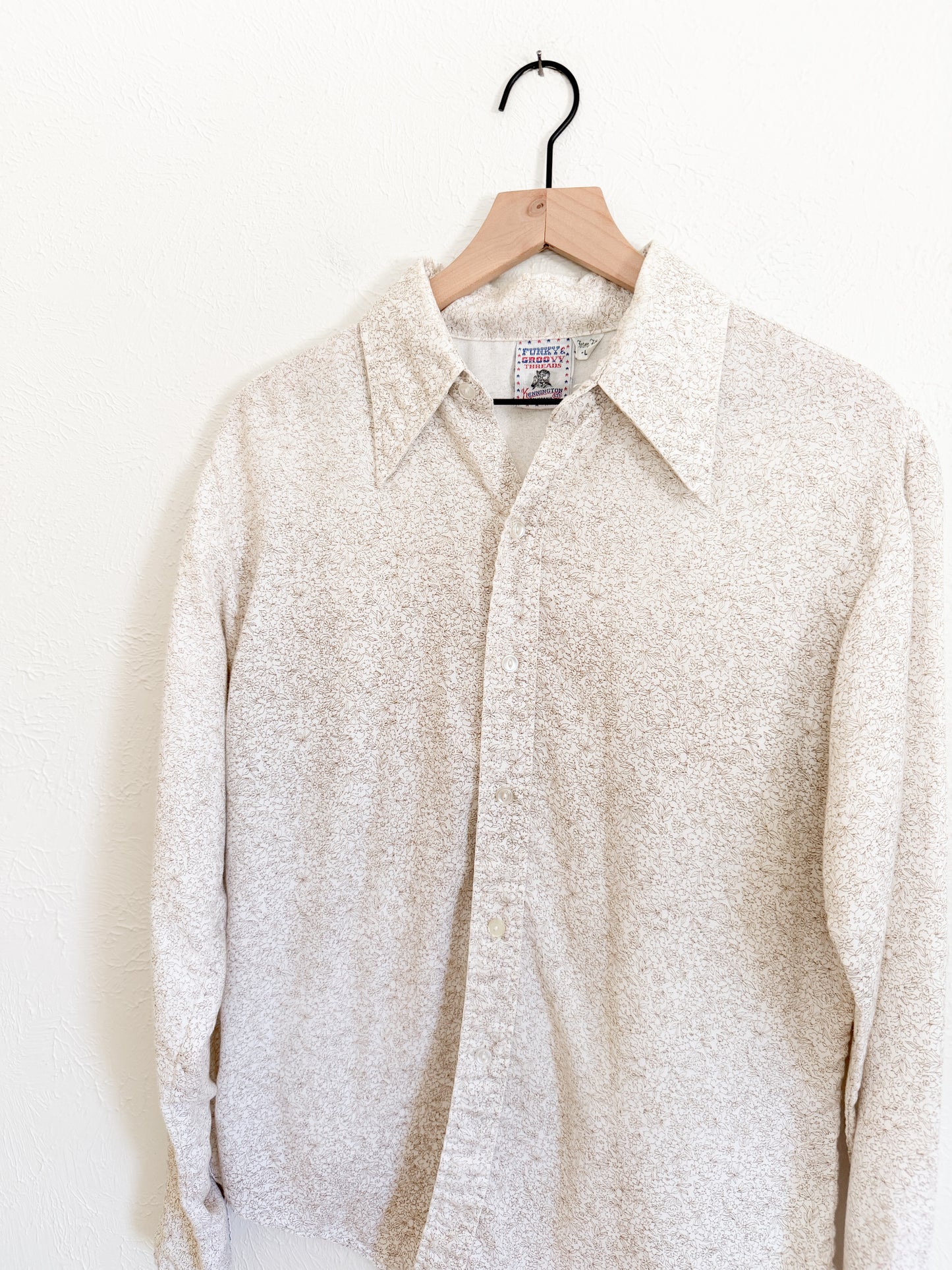 Vintage 70’s Brown Floral Button Up (L)