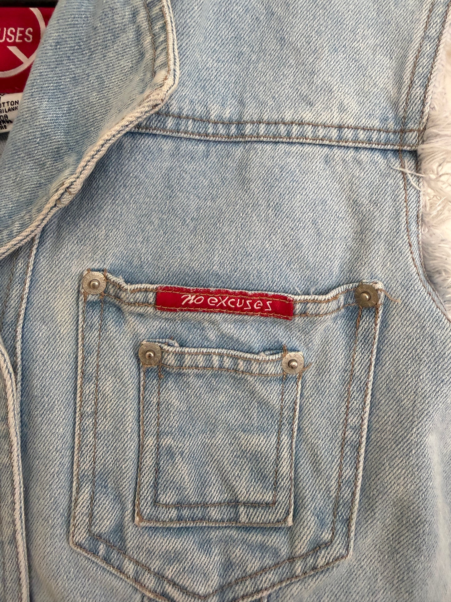 Vintage No Excuses Distressed Denim Vest (M)