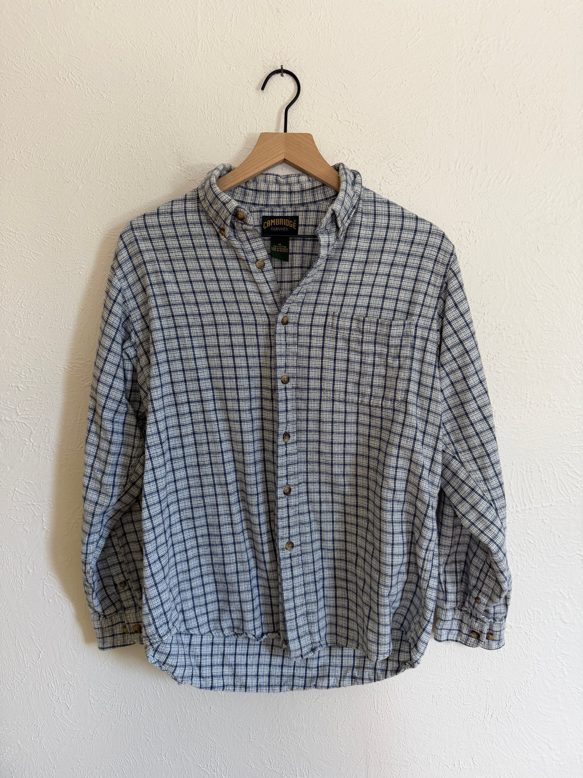 Cambridge Vintage Blue Plaid Flannel (M)