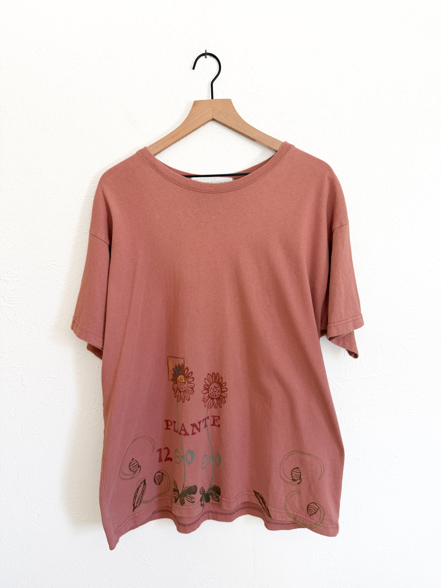 Vintage 1998 Blue Fish Hand Painted Botanical Shirt (XL)