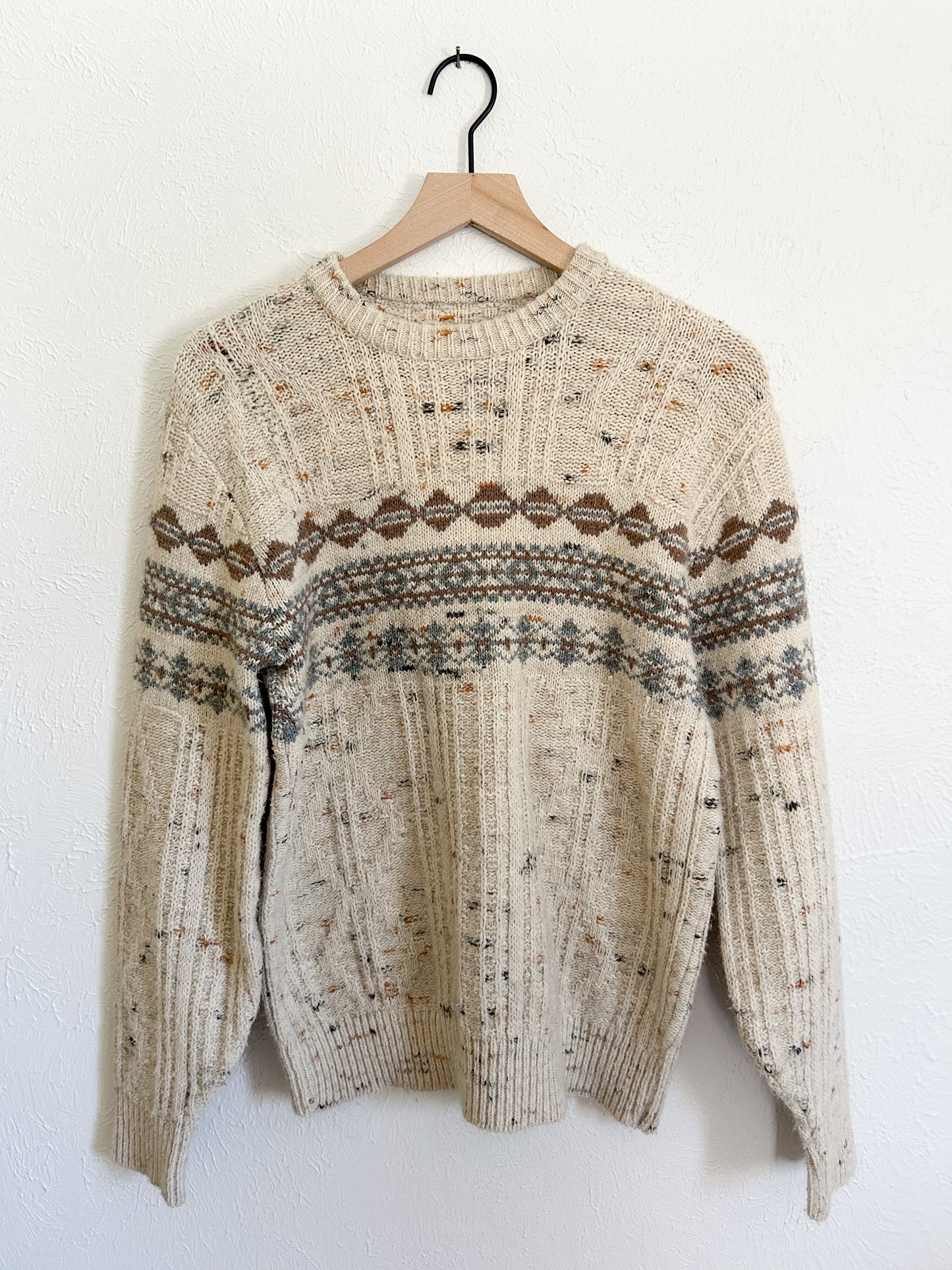 Knit Patterned Speckled Sweater (L)