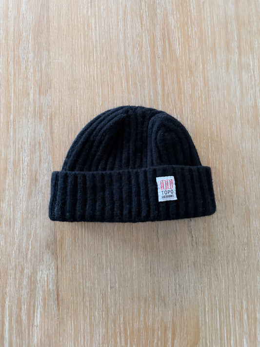 Topo Designs Black Merino Wool Hat (Kids)