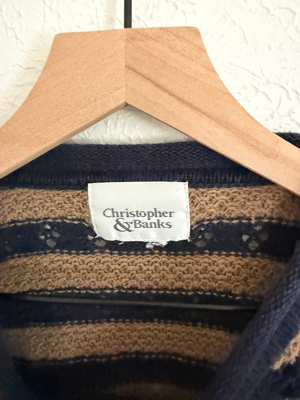 Tan & Navy Rolled Neck Sweater (M)