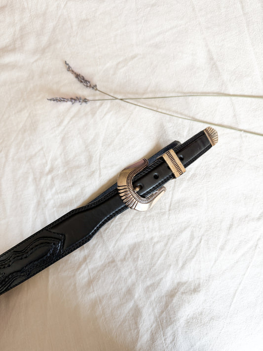 LL Bean Black Vintage Leather Belt (27-31”)