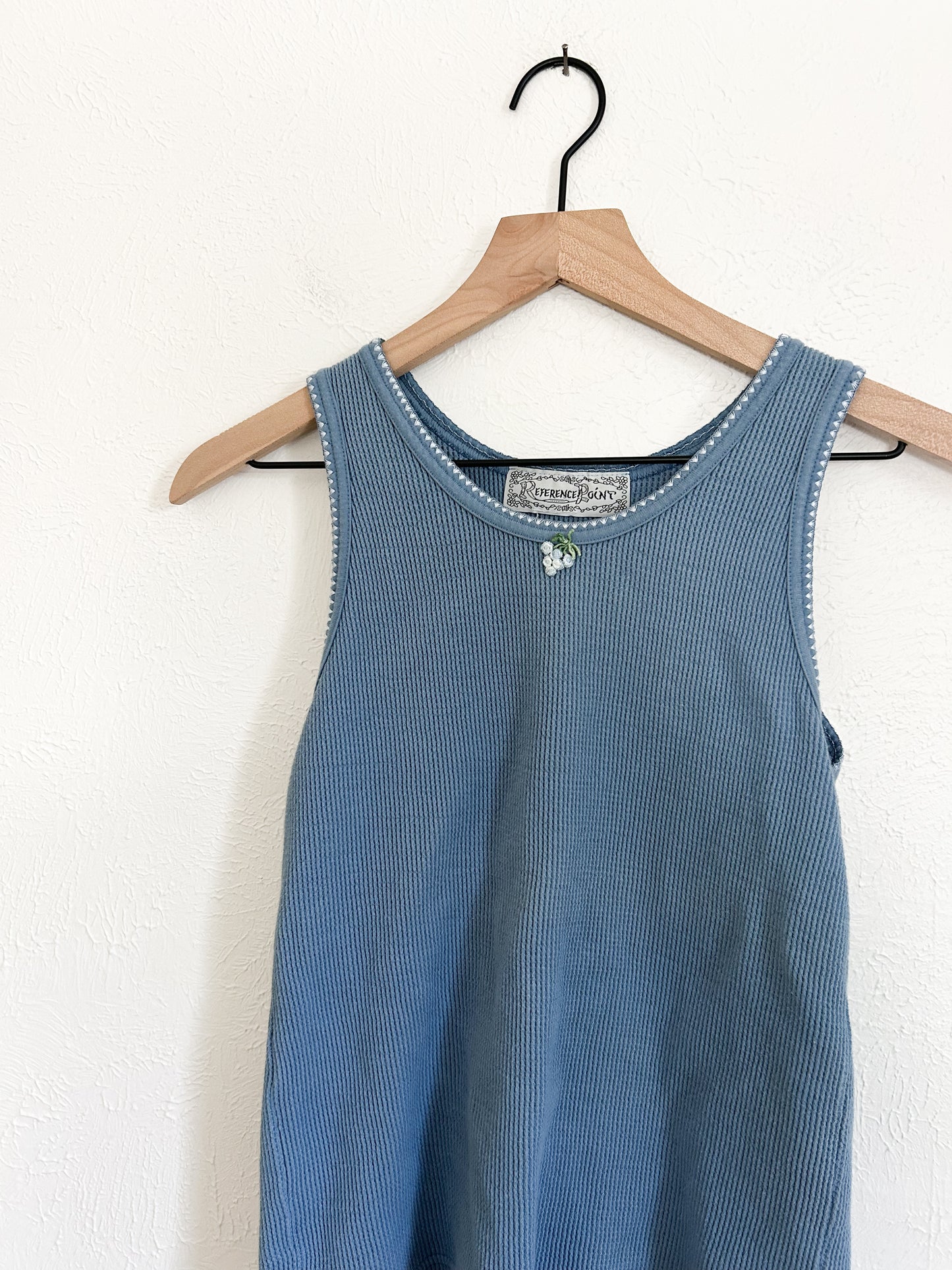 Vintage Blue Waffle Knit Fruit Tank (M)