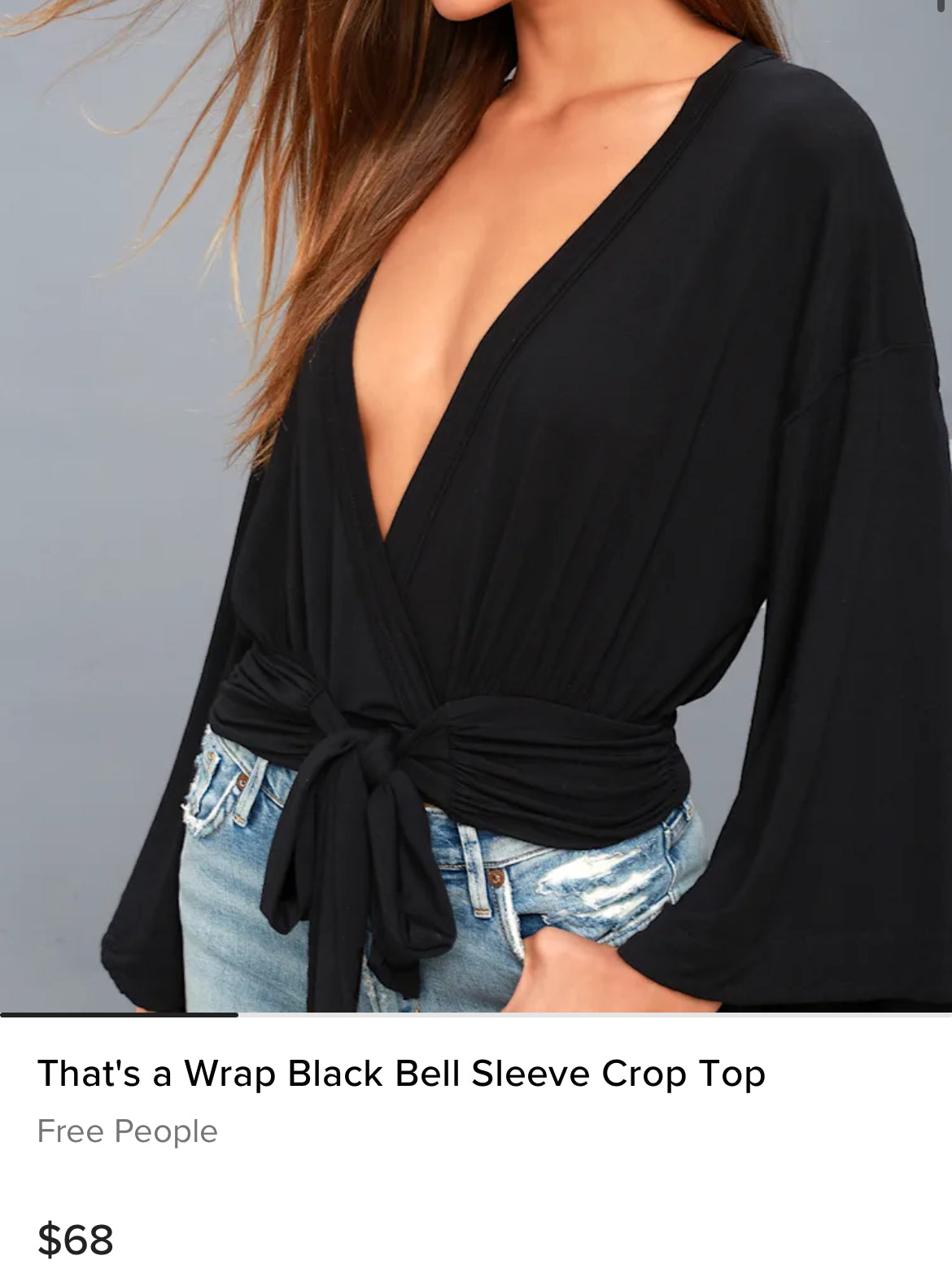 Free People ‘That’s a Wrap’ Black Flowy Top (M)
