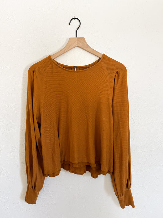 Free People ‘Billie’ Balloon Sleeve Top (L)