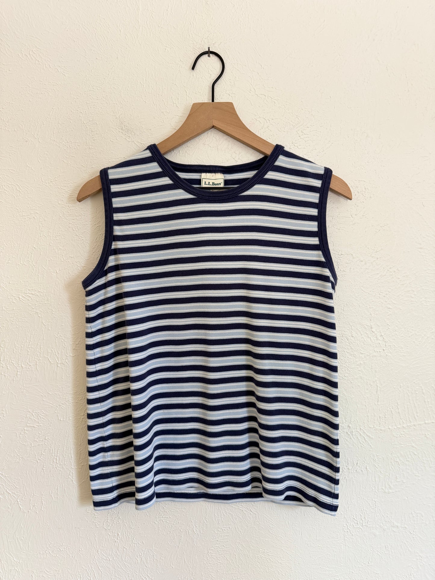 LL Bean Blue Striped Tank (L)