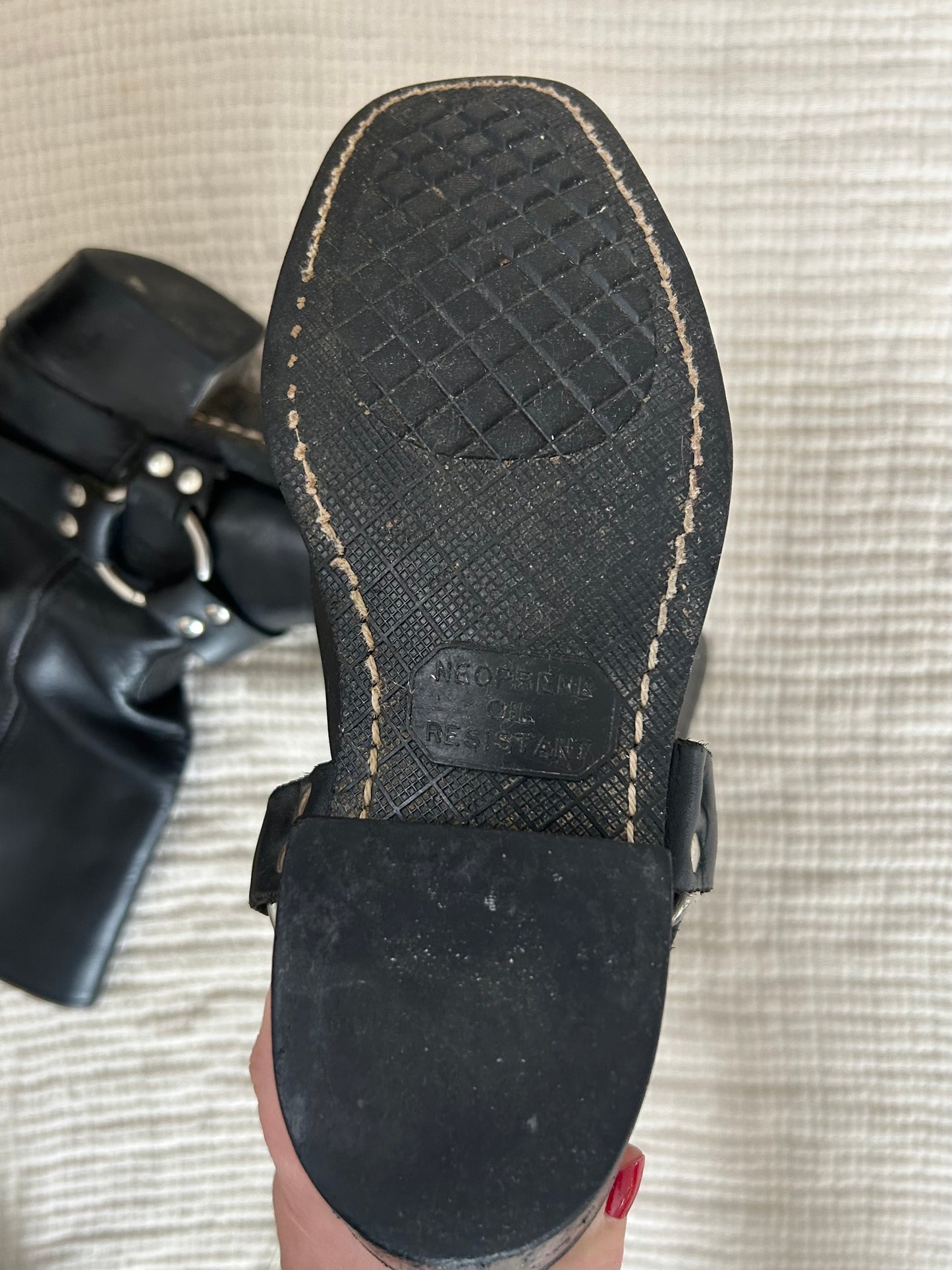 Frye Harness 12R Black Leather Boots (6.5)