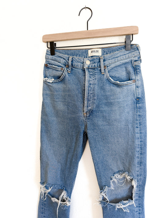 AGOLDE ‘Riley’ Distressed High Rise Jeans (26)