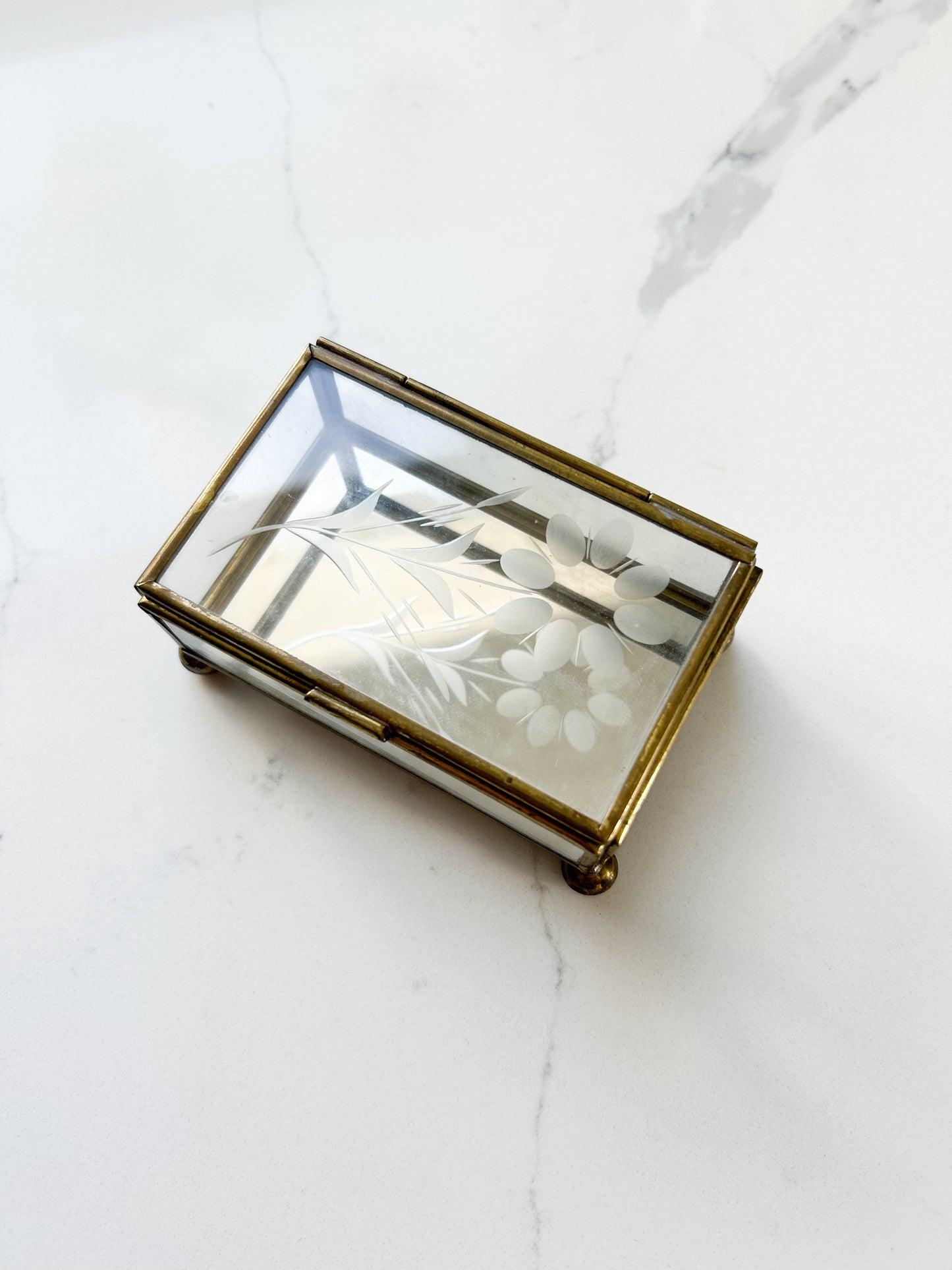 Vintage Floral Glass Box
