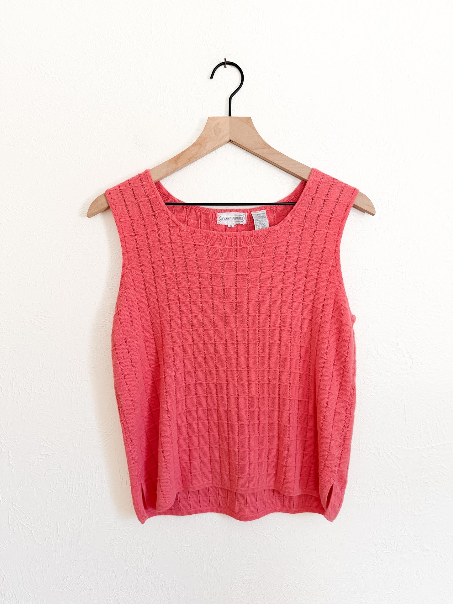 Pink Knit Grid Vintage Tank (L)