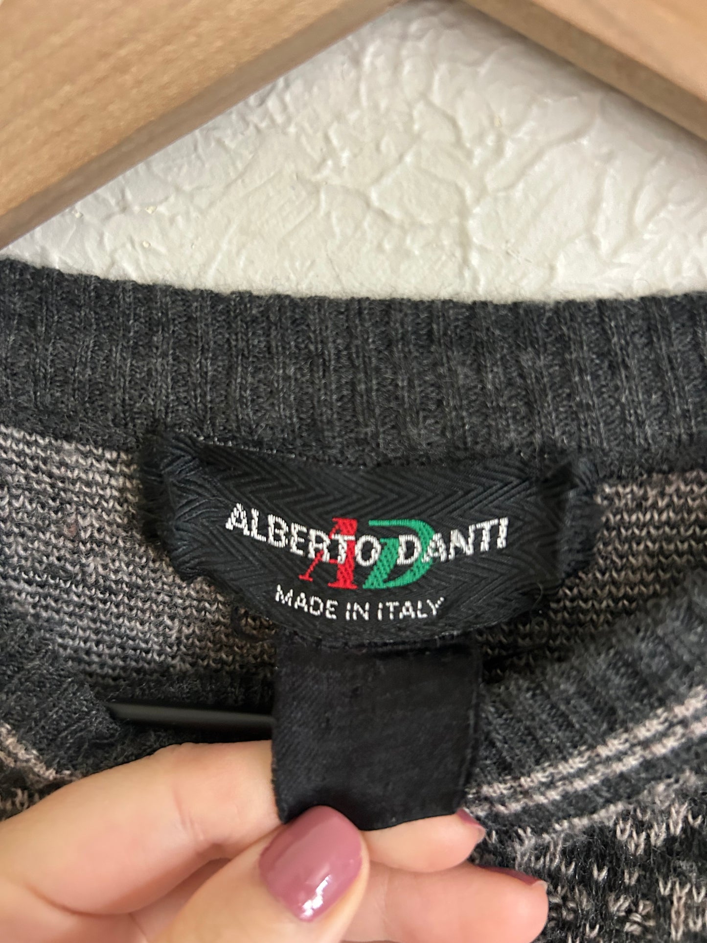 Vintage Grey Patterned Sweater (M)