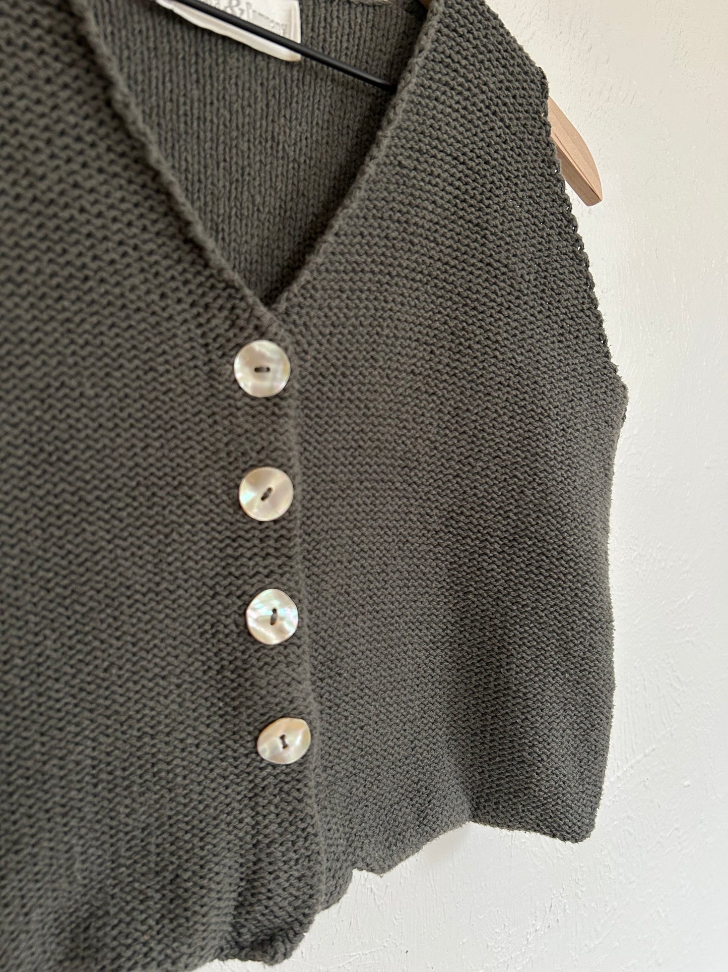 Vintage Green Knit Capiz Shell Tank (M)