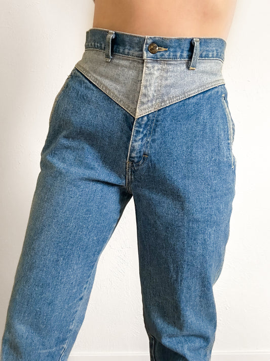Two-Tone Vintage Western Jeans (8)