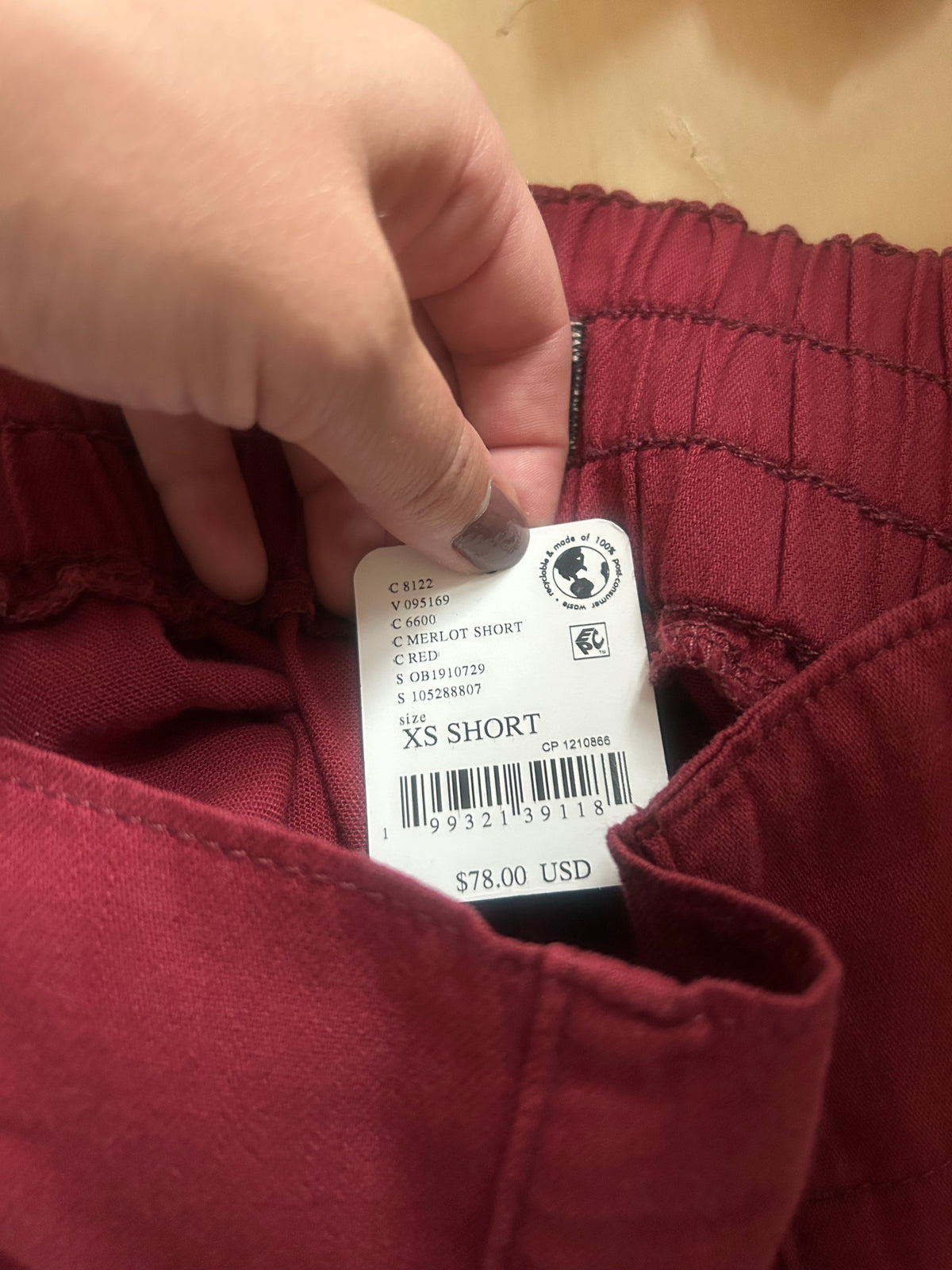 NWT Free People Dark Red Breezy Denim Pull On Pants (XS/S)