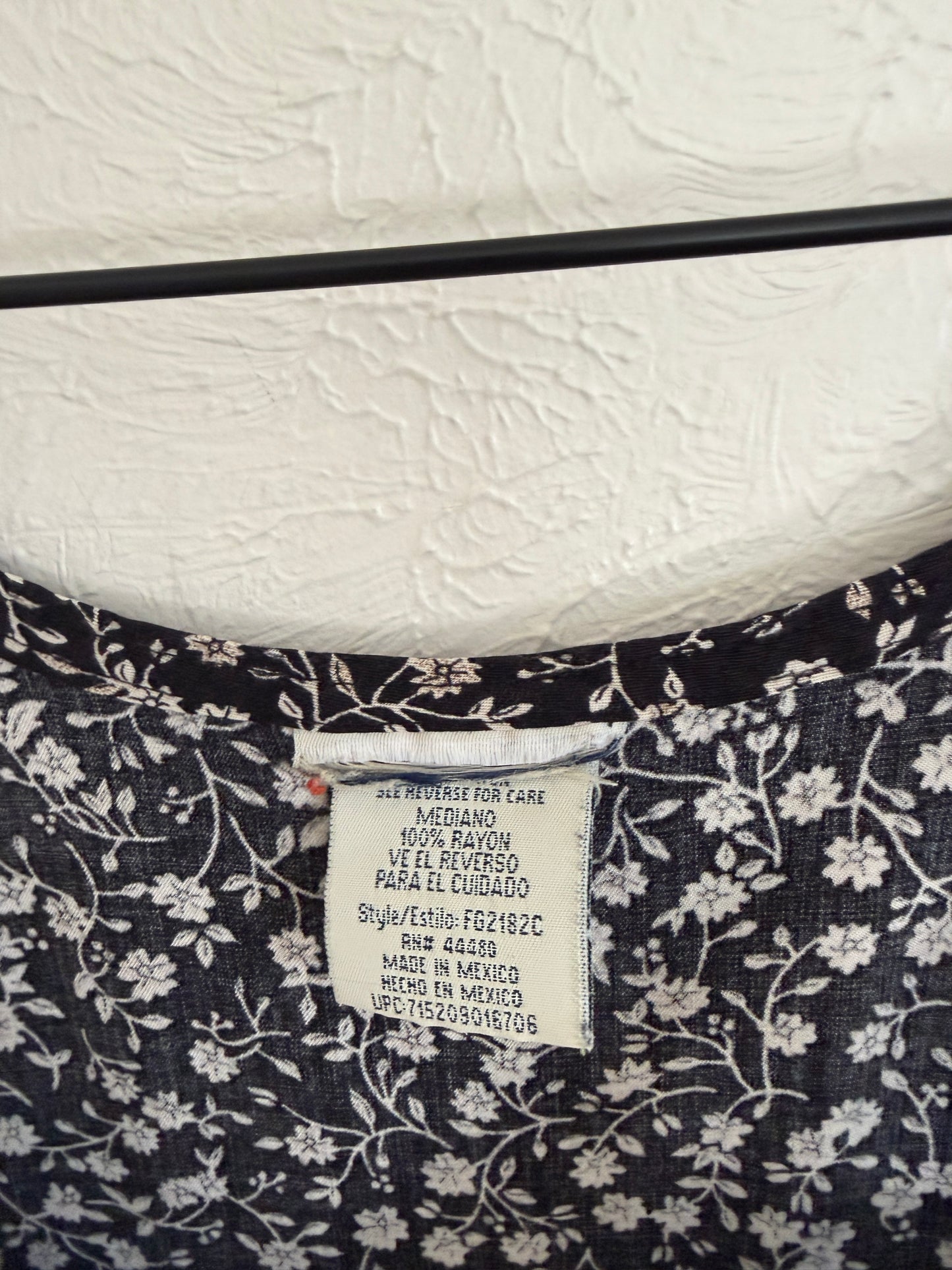 Vintage Black Floral Maxi Dress (M)