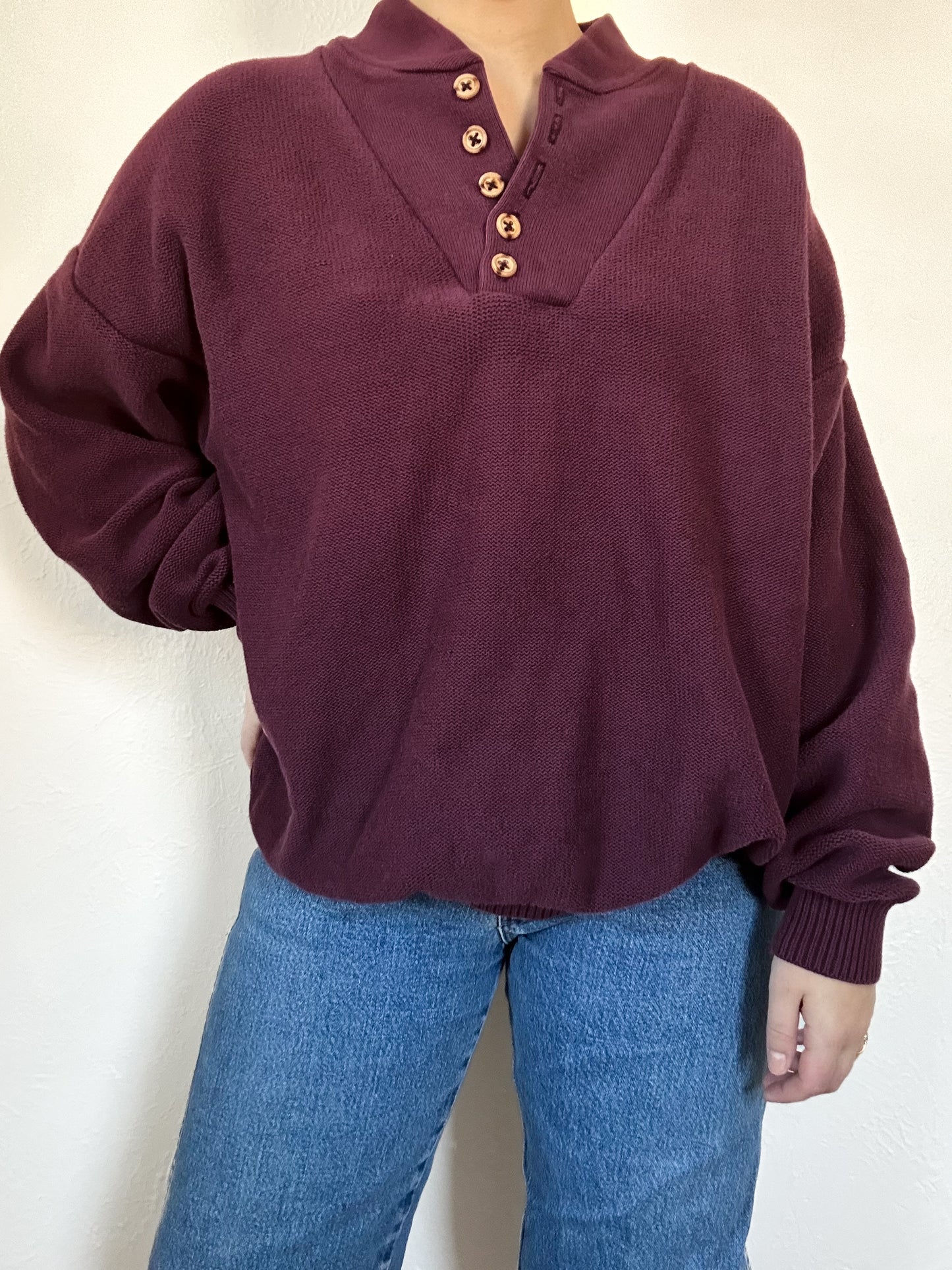 Lands End Maroon Henley (L)