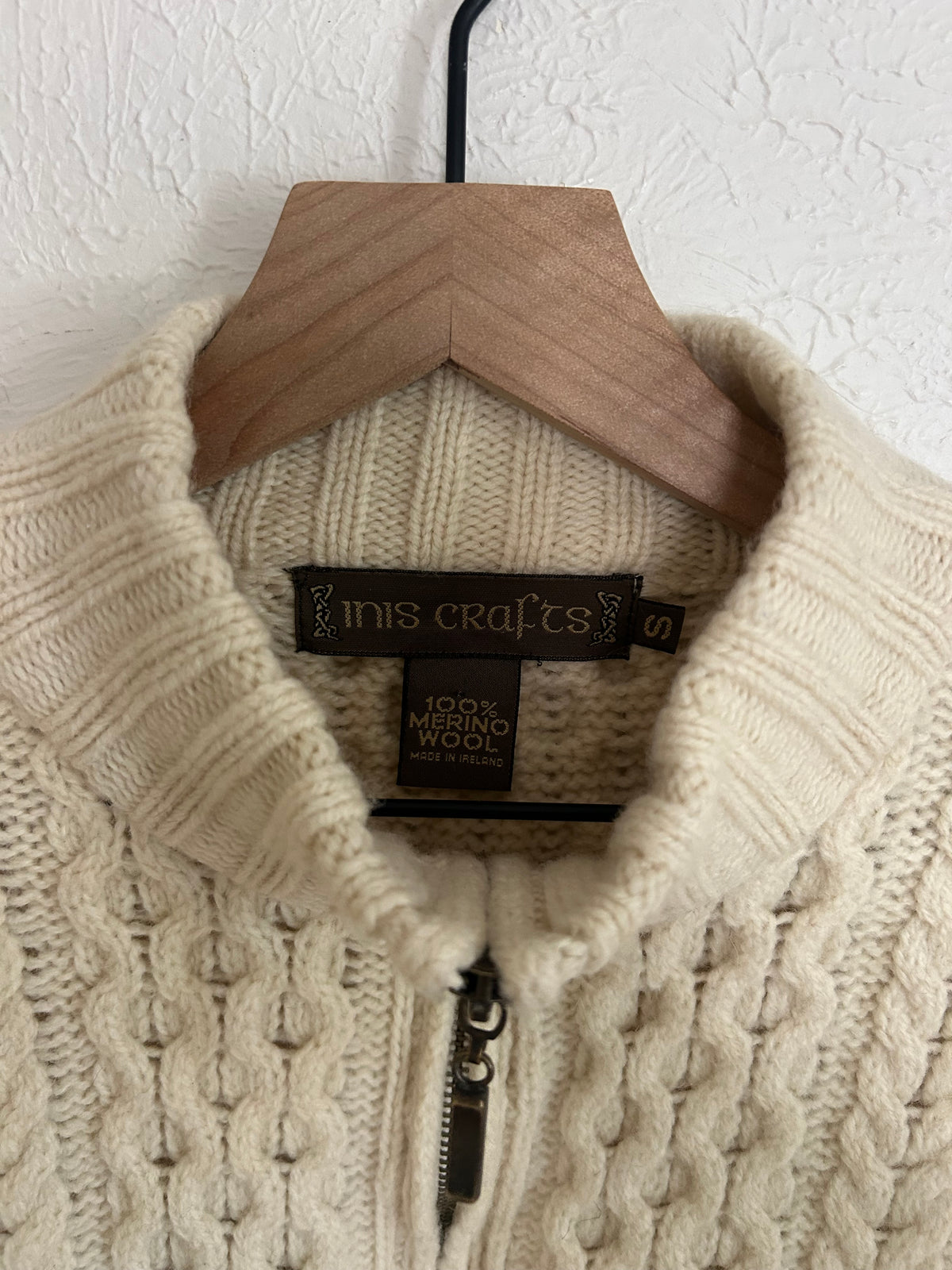 Inis Crafts Irish Wool Zip Up (S)