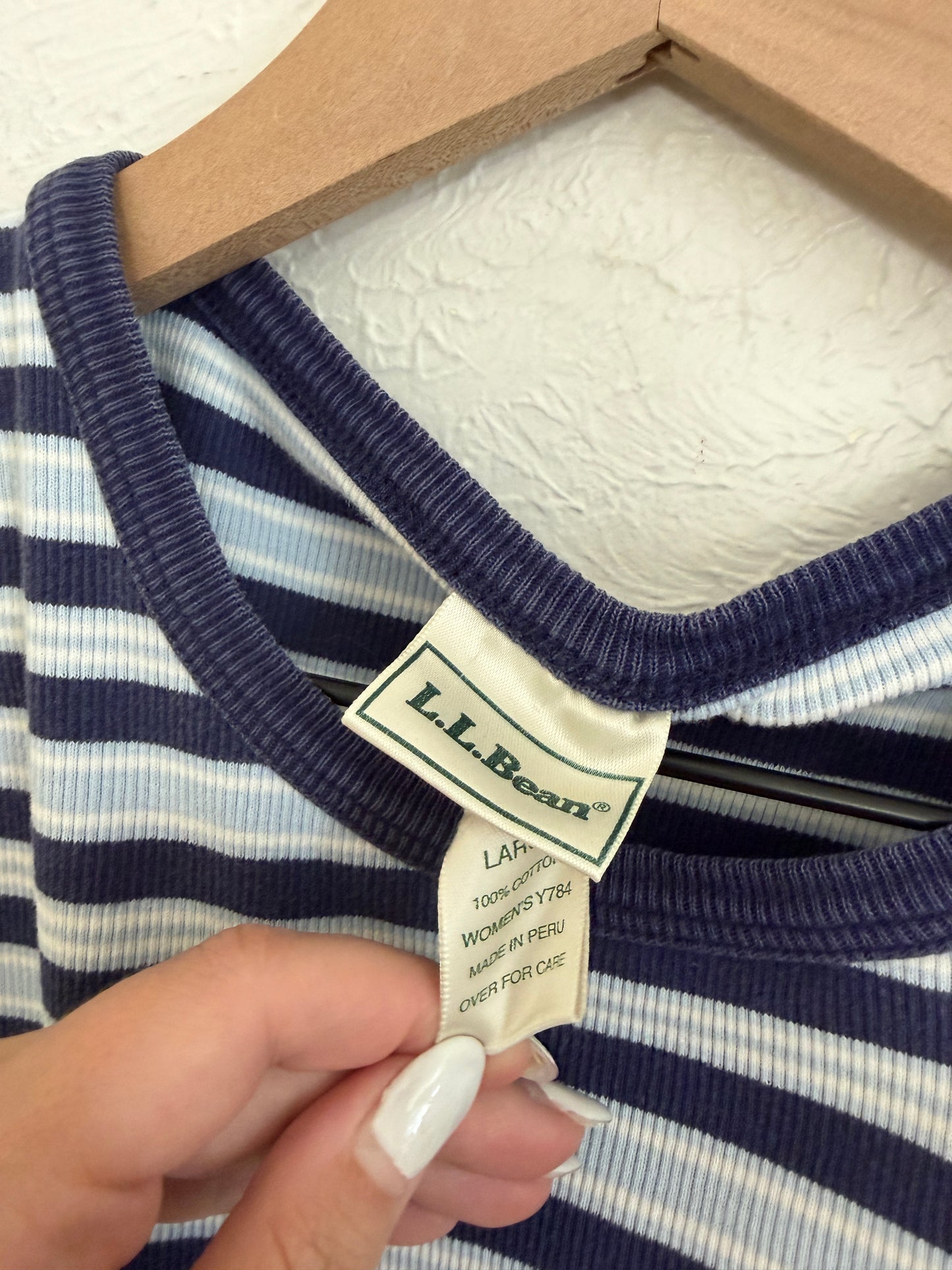 LL Bean Blue Striped Tank (L)