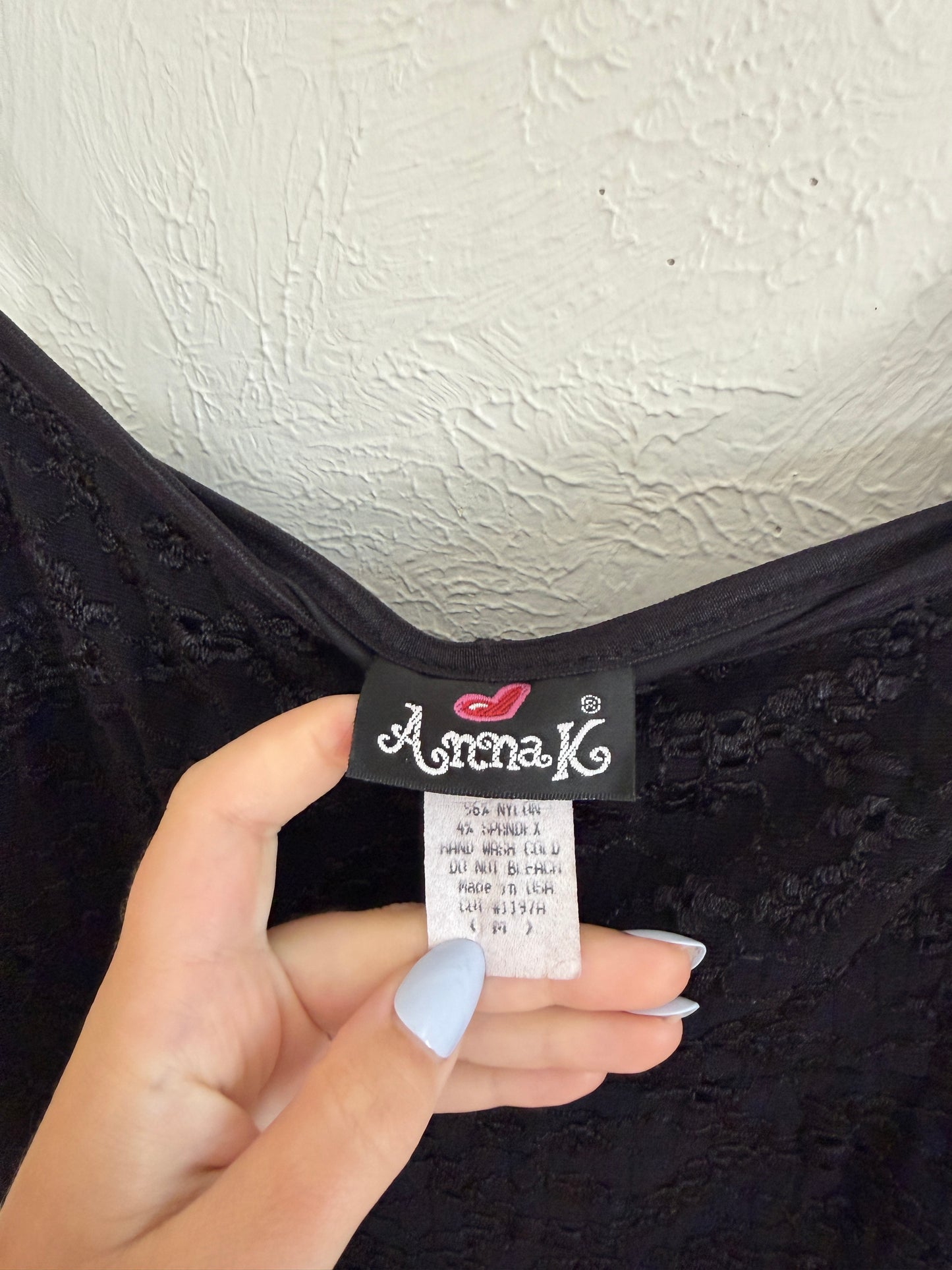 Anna K Vintage Floral Embroidered Black Dress (S)