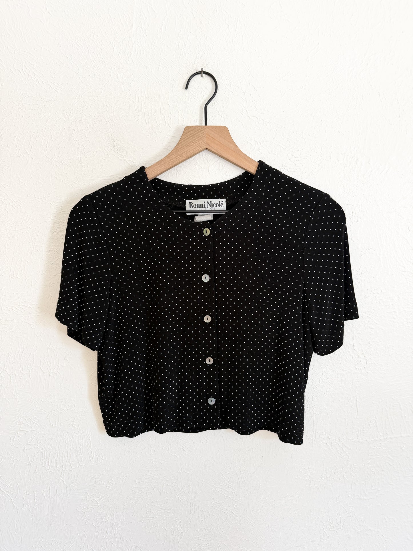 Ronni Nicole Polka Dot Vintage Cropped Cardigan (M)