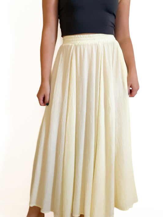Vintage Light Yellow Maxi Skirt (S)