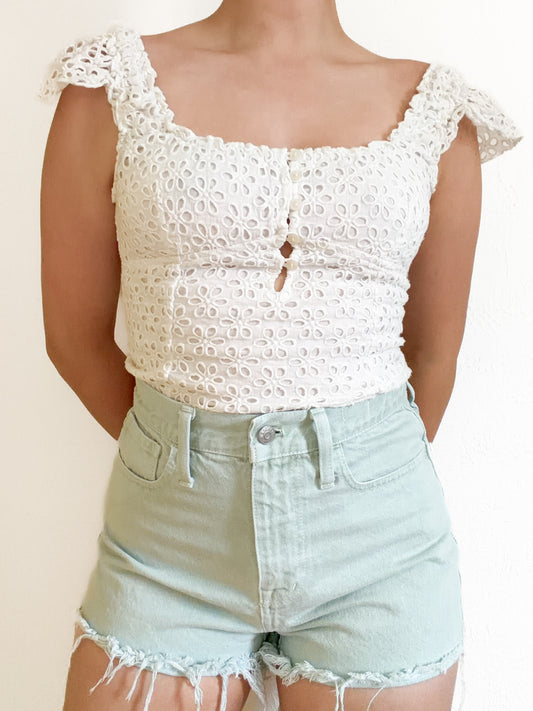 Free People Eyelet Crop Top (S)