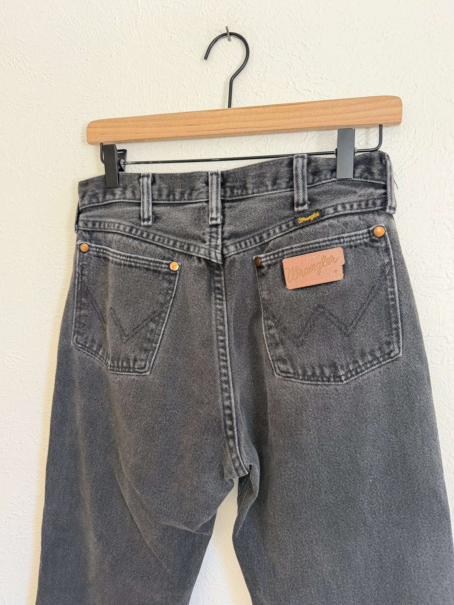 Wrangler Faded High Waisted Black Raw Hem Jeans (6)