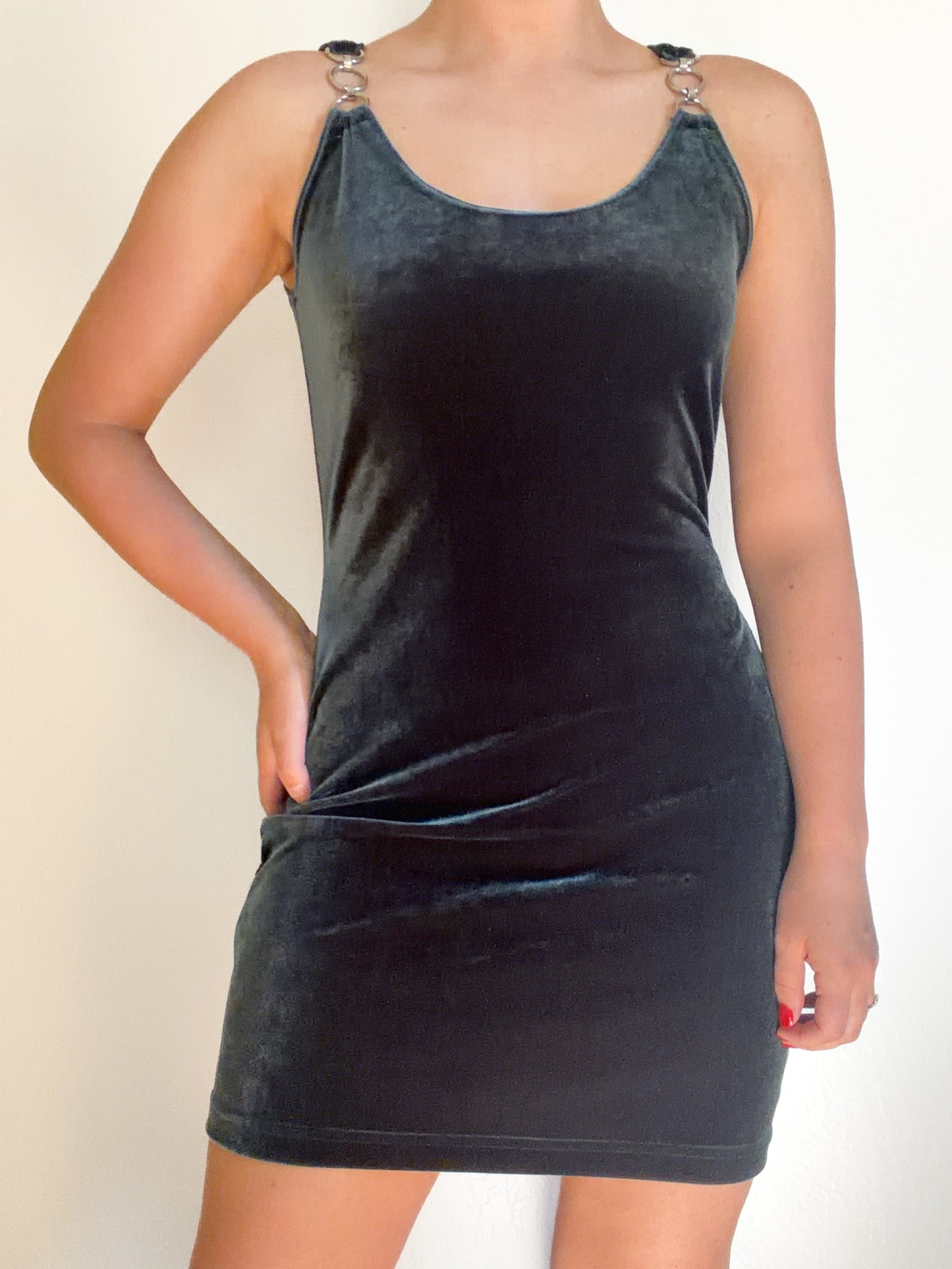 Vintage Blue Velvet Ring Dress (S)