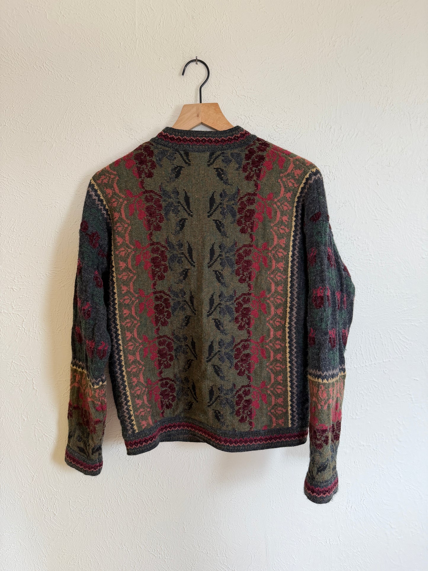 Vintage Floral Wool Cardigan Sweater (S/M)