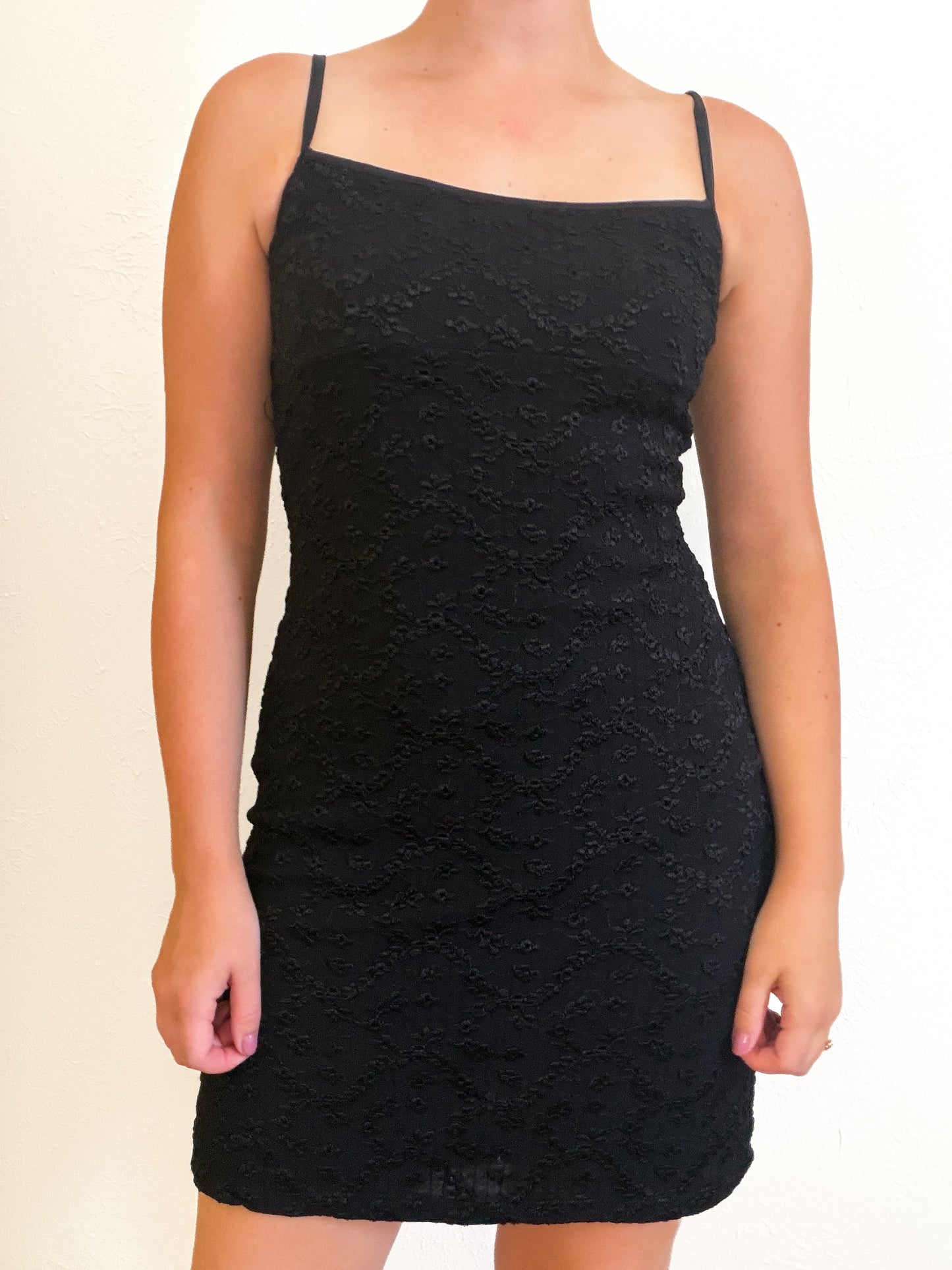 Anna K Vintage Floral Embroidered Black Dress (S)