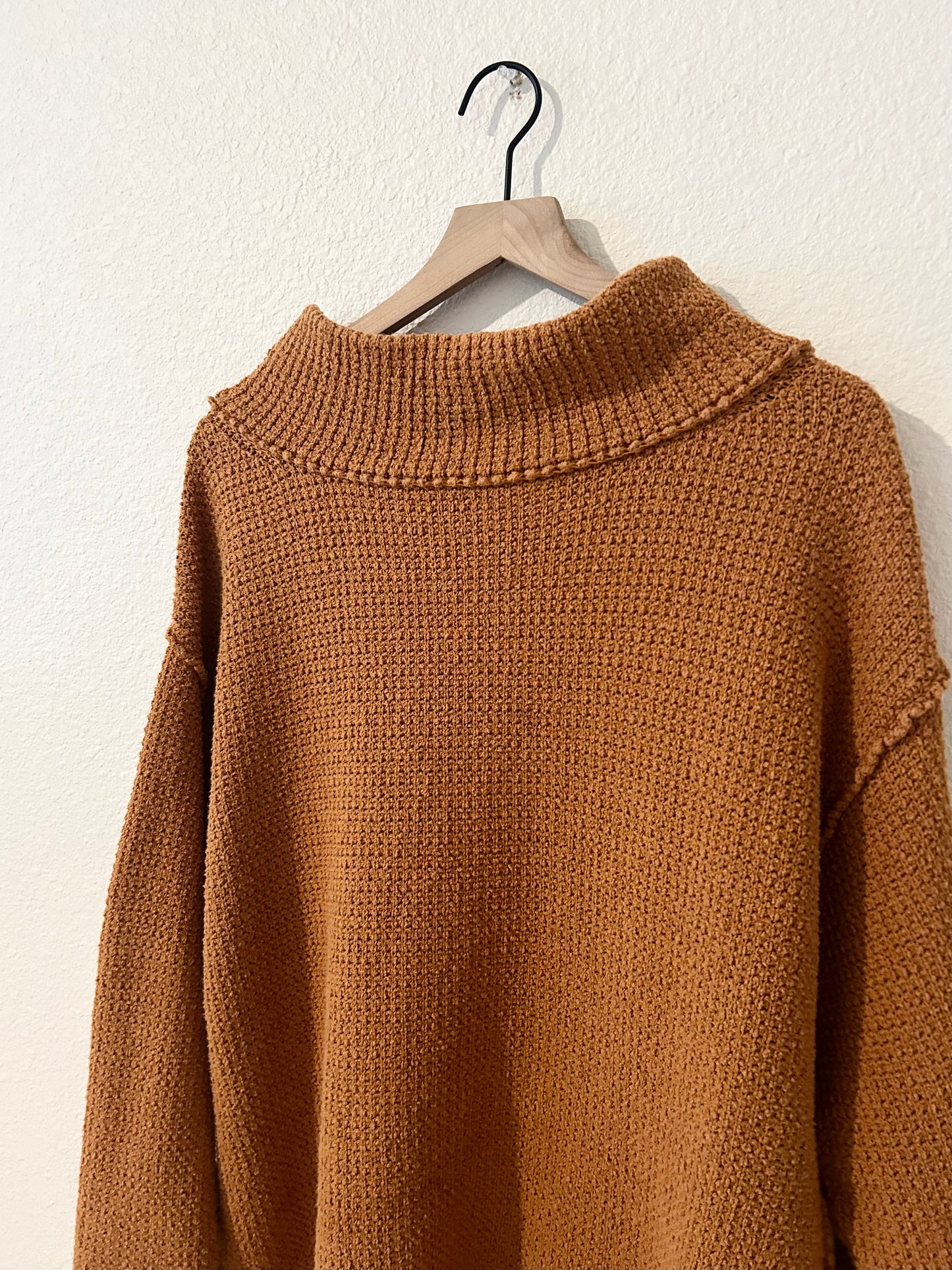 Free People Mock Neck Orange Sweater (M)