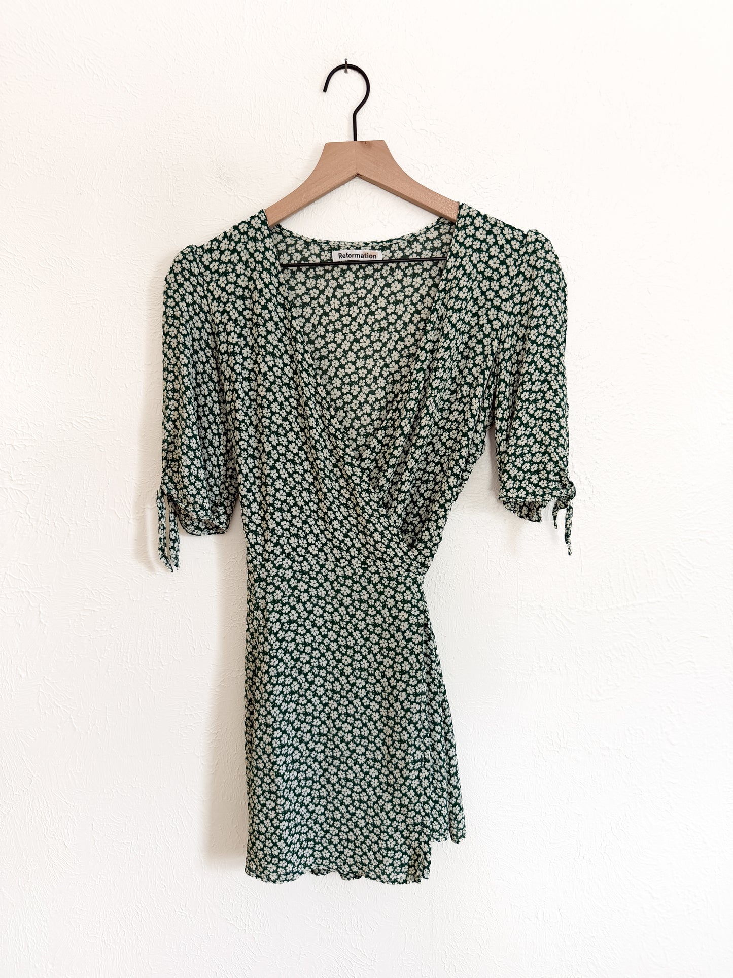 Reformation 'Venezuela Sammy' Green Floral Wrap Dress (M)