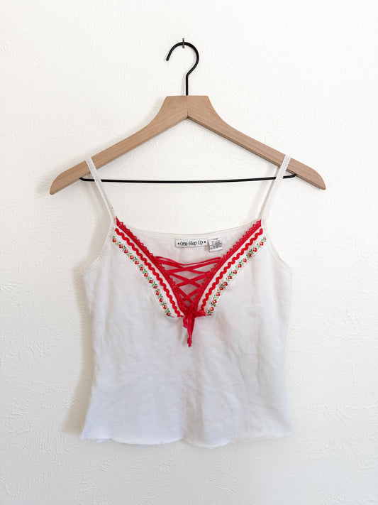 Vintage Floral Lace Up Tank (M)