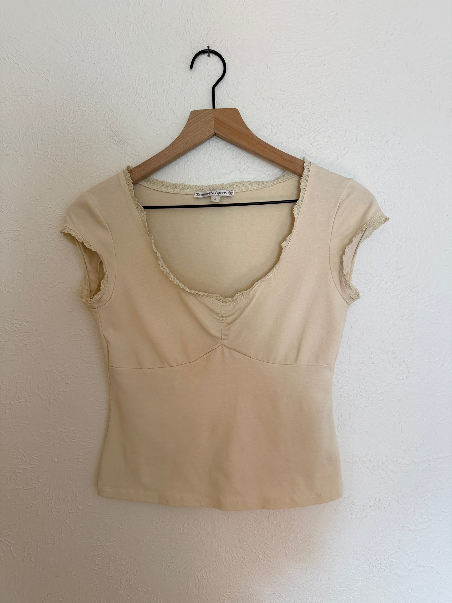 Nanette Lepore Vintage Lace Light Yellow Shirt (M)