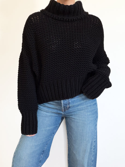 Free People ‘My Only Sunshine’ Black Knit Sweater (S/M)