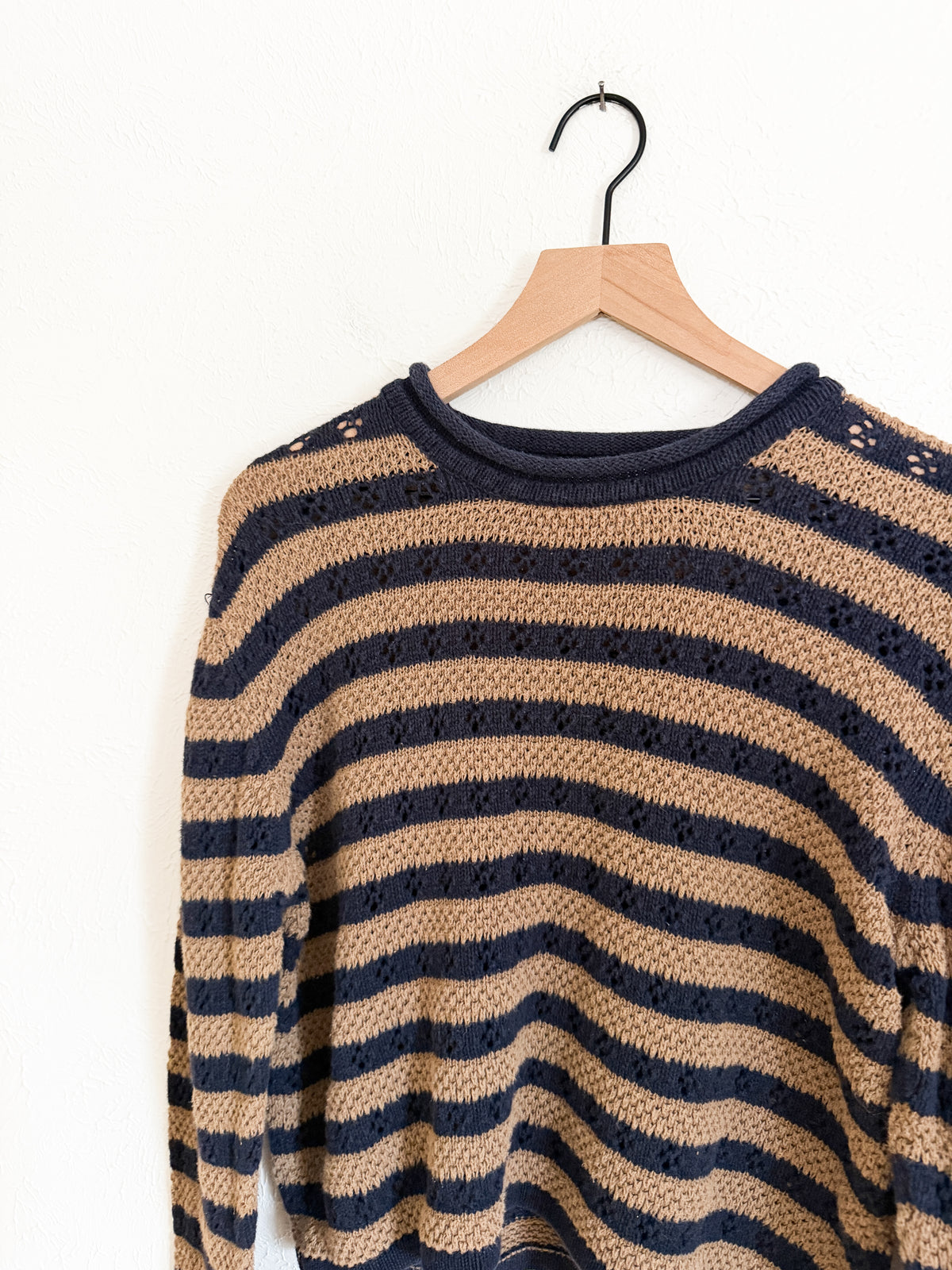 Tan & Navy Rolled Neck Sweater (M)