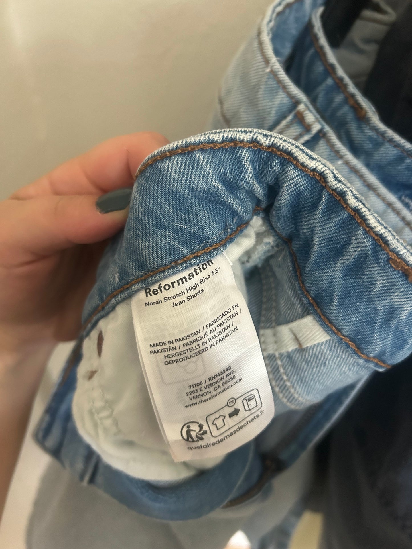 Reformation Norah Stretch High Rise Denim Shorts (2)