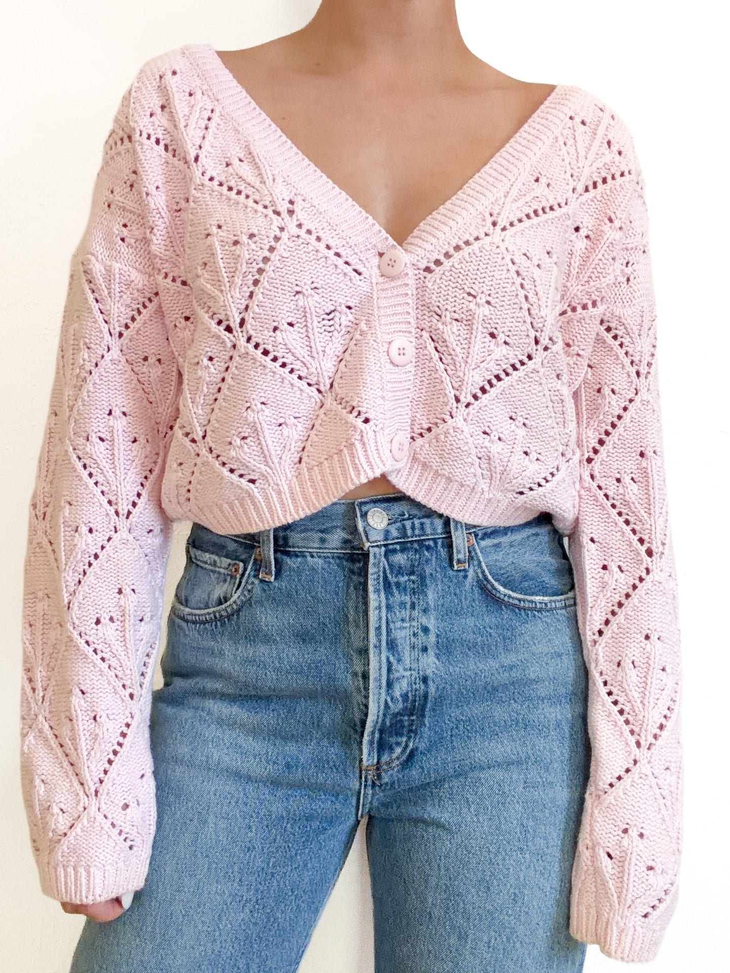 Vintage Nuovo Pink Knit Cardigan (M)