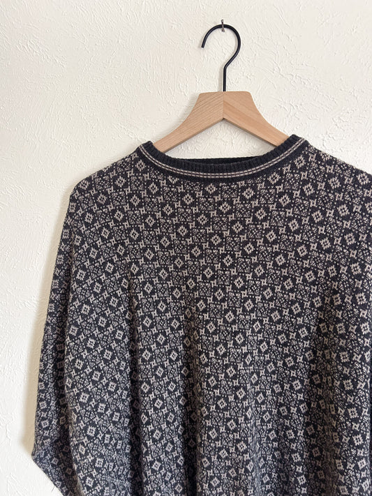 Vintage Grey Patterned Sweater (M)